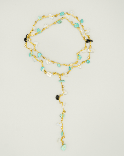 Turquoise, Opalite & Onyx Gold